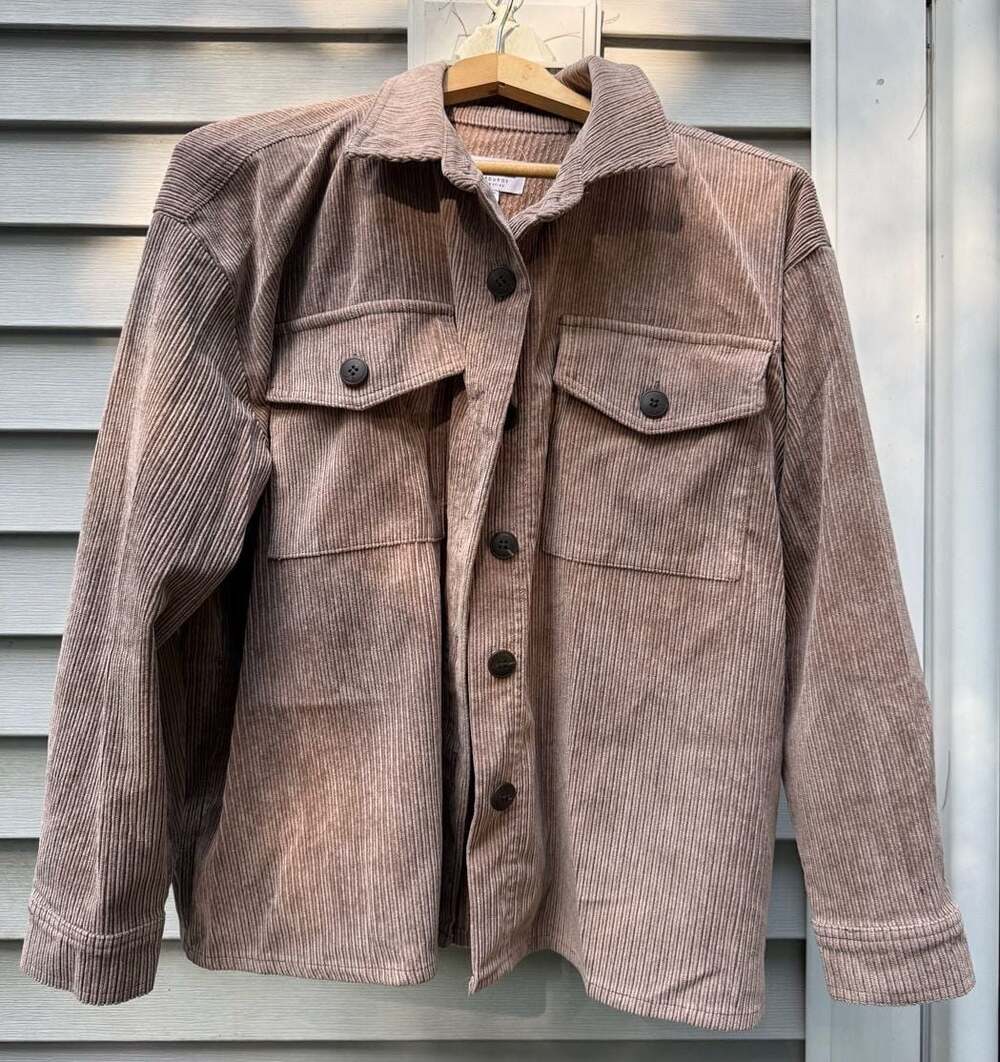 Ci Sono Corduroy Shacket Shirt Jacket Womens S Sherpa Lined Oversized Soft Taupe